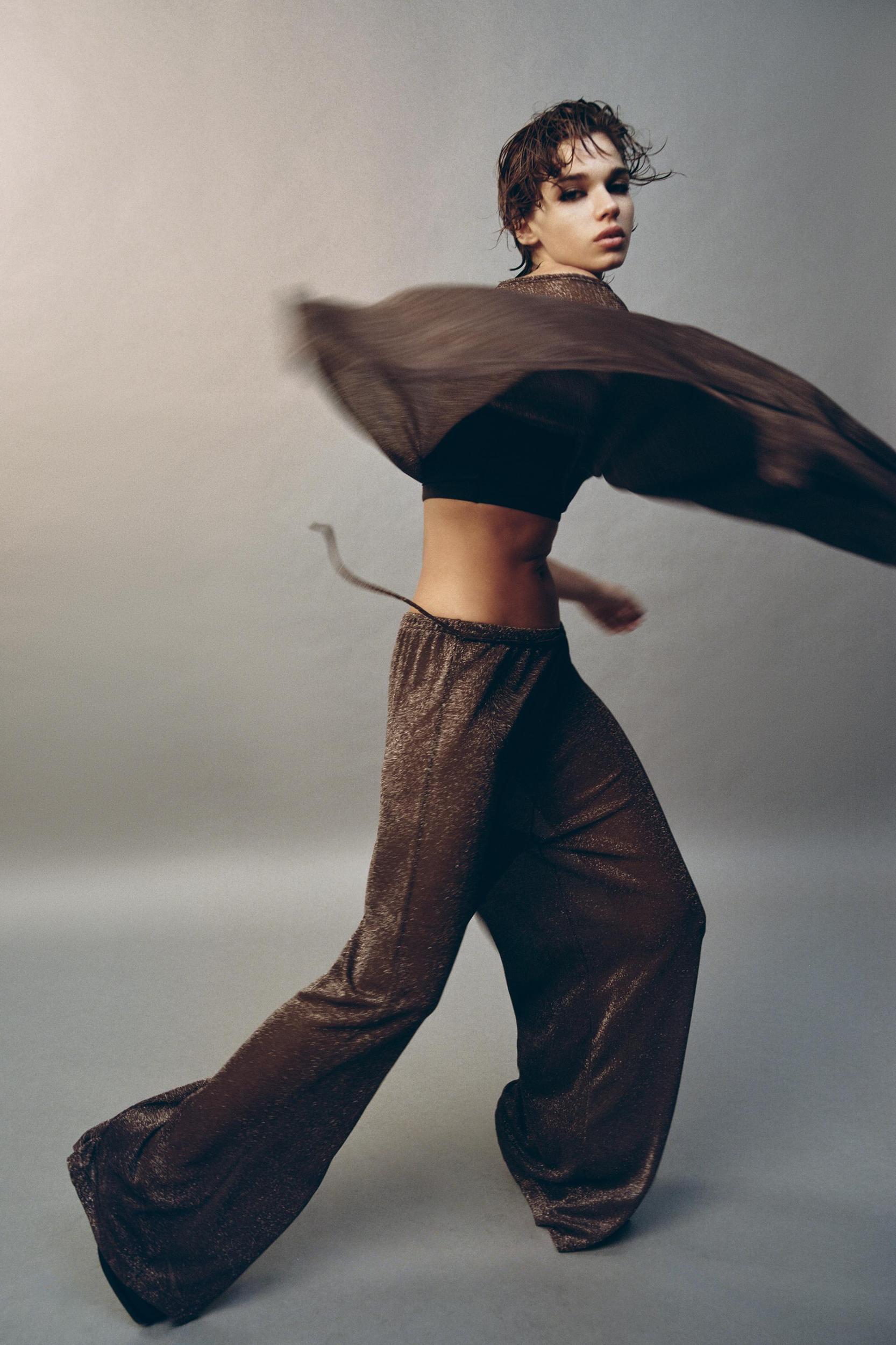 METALLIC THREAD PALAZZO PANTS Product Image