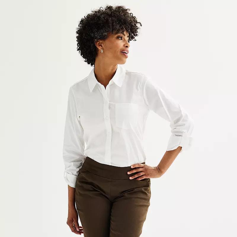 Womens Croft & Barrow Essential One Pocket Button Down Shirt Product Image
