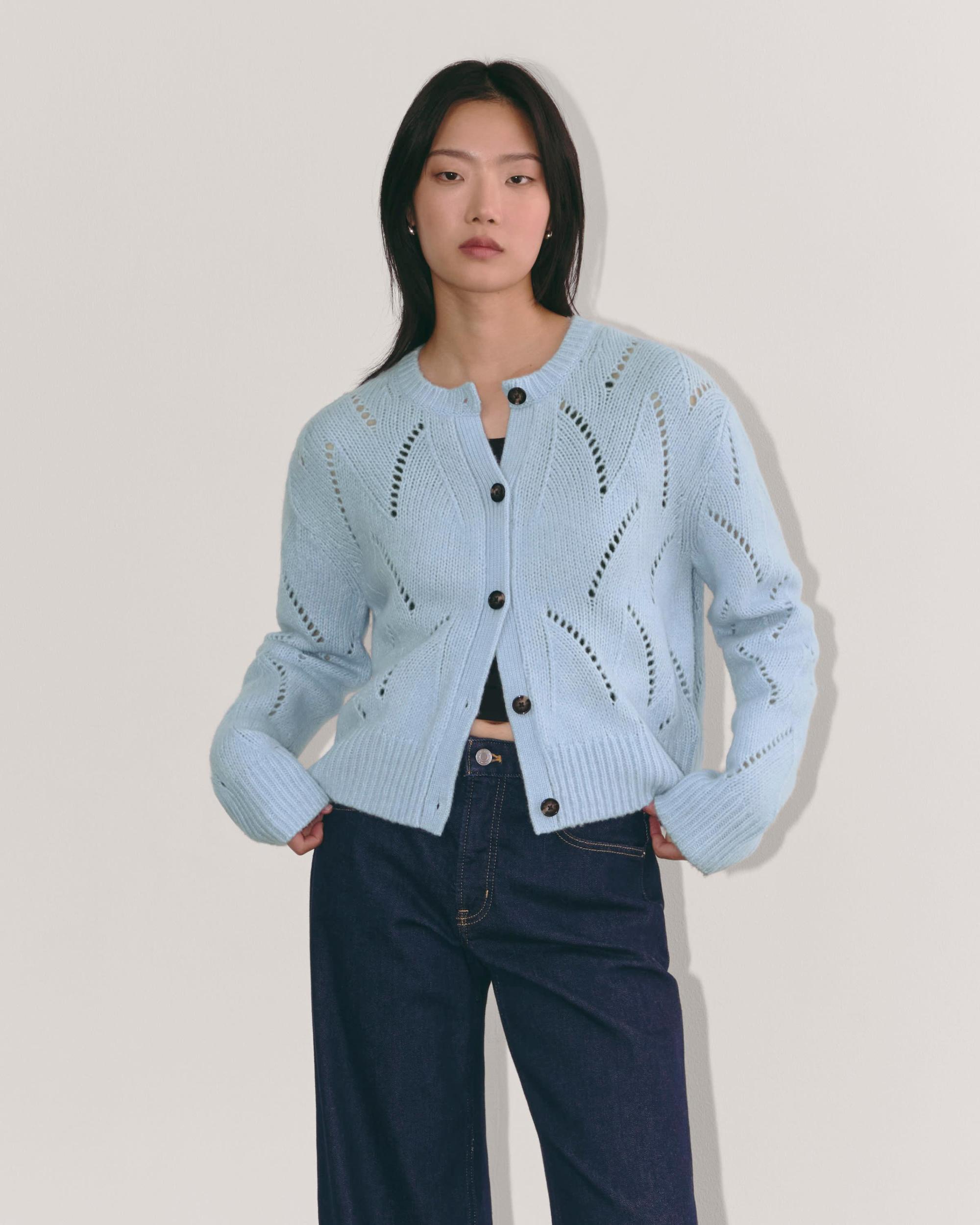 Womens Pointelle Cardigan in Cloud by Everlane Product Image