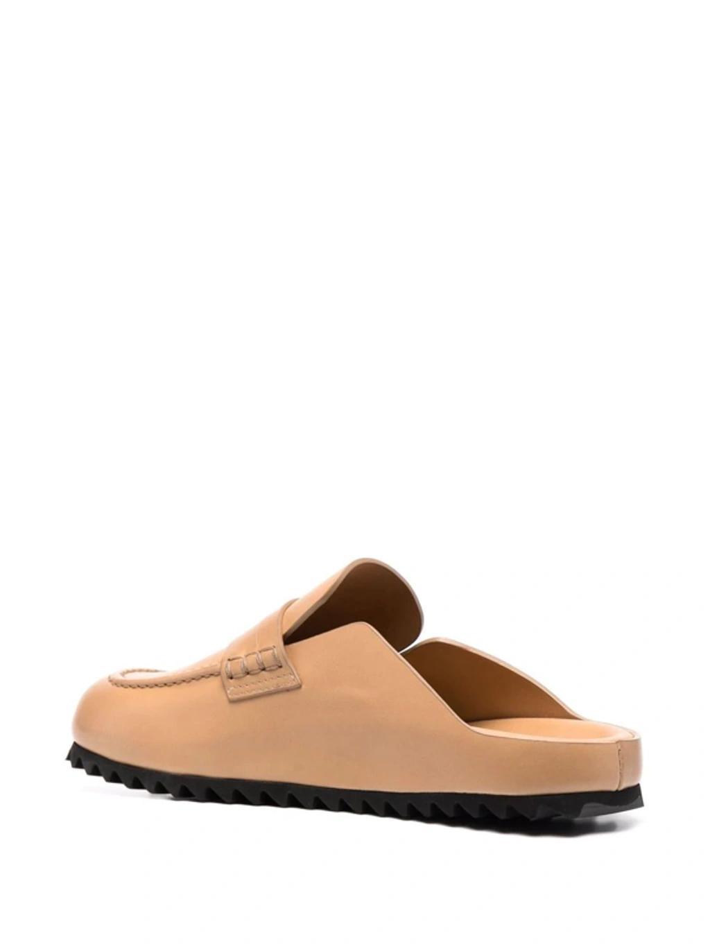 OFFICINE CREATIVE Round-toe Leather Mules In Nude Product Image