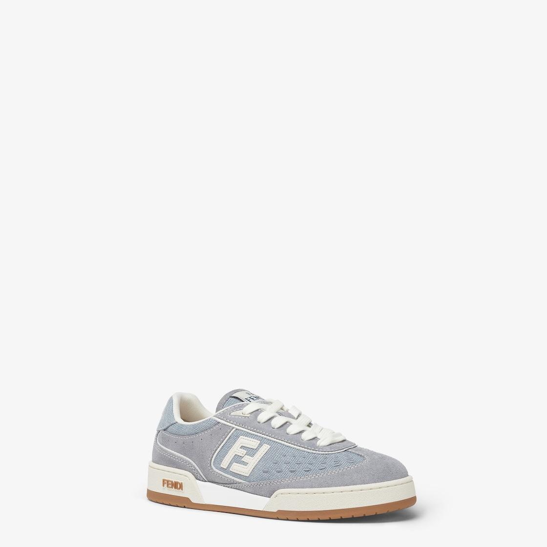 Fendi MatchLight blue denim fabric and suede low tops Product Image