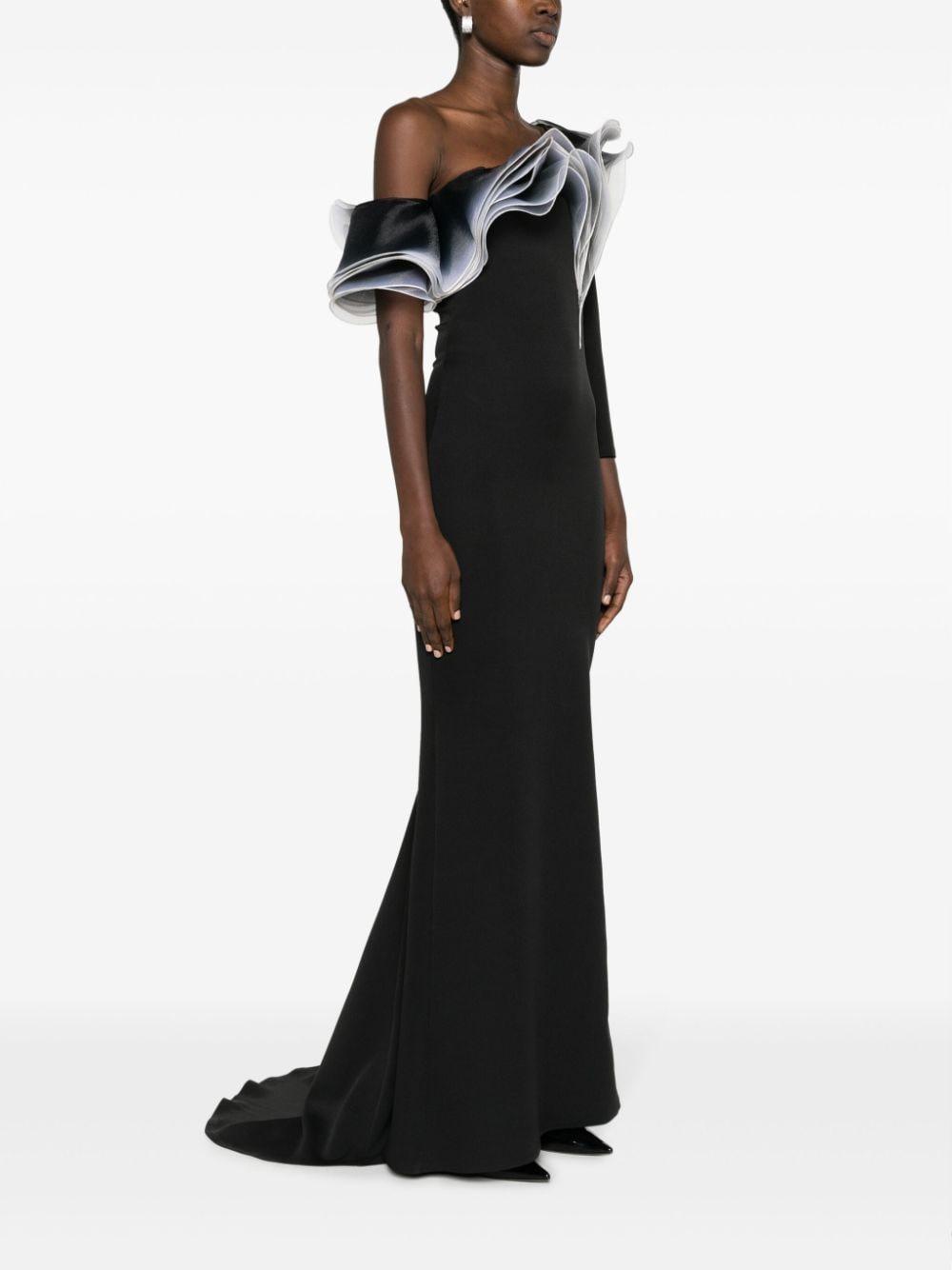 layered-detail asymmetric gown Product Image