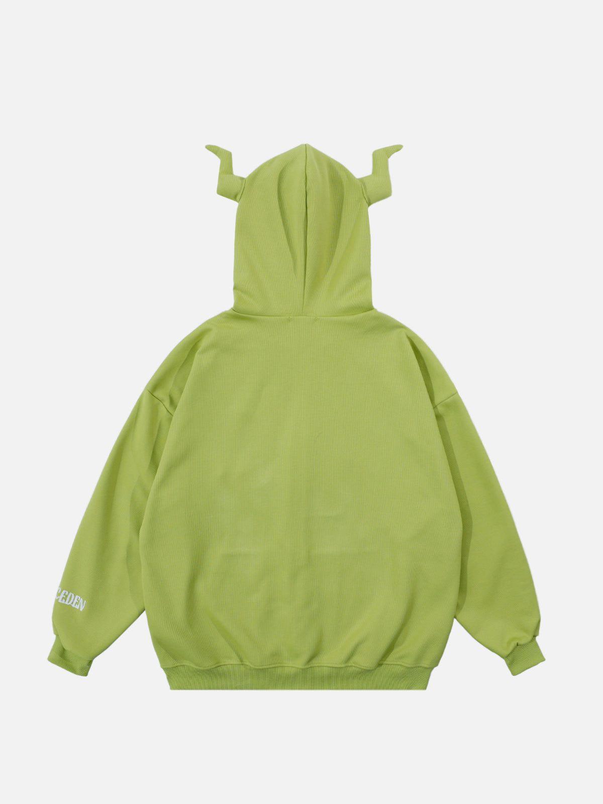 Aelfric Eden Horn Design Flocking Spider Zip Up Hoodie Product Image