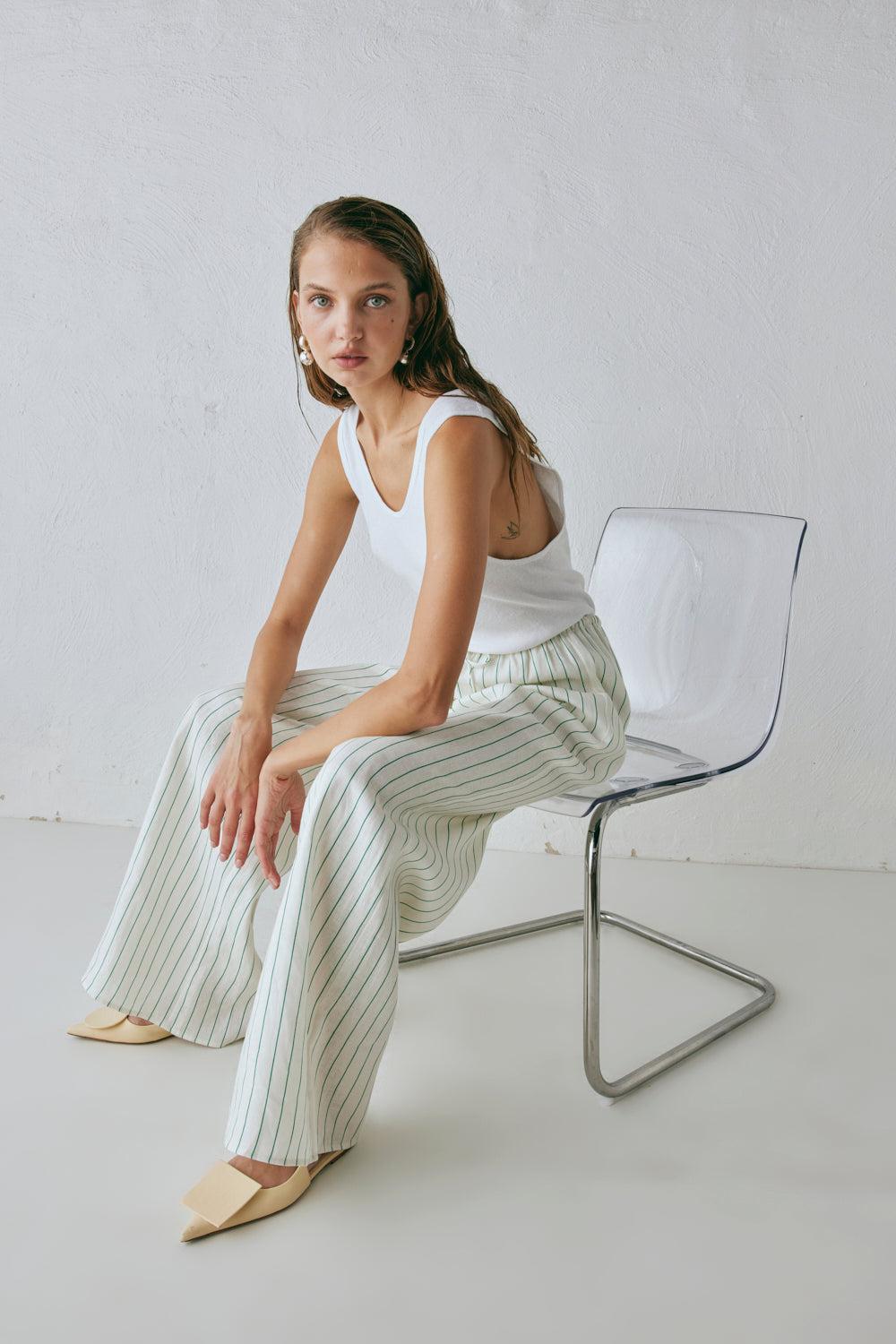 Raya Linen Pants Stripe Product Image