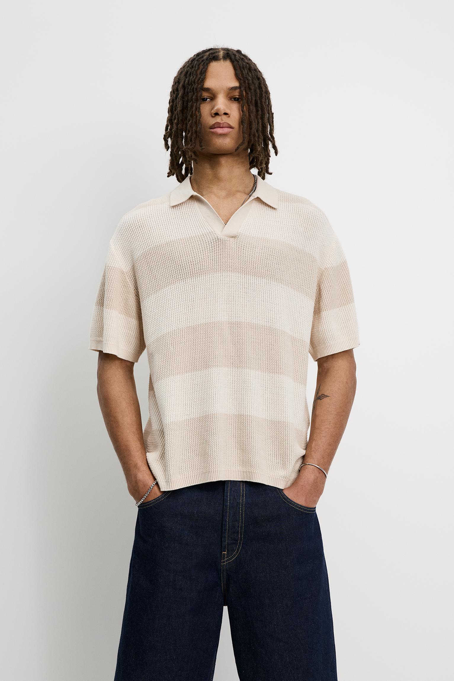 Textured striped polo shirt Product Image