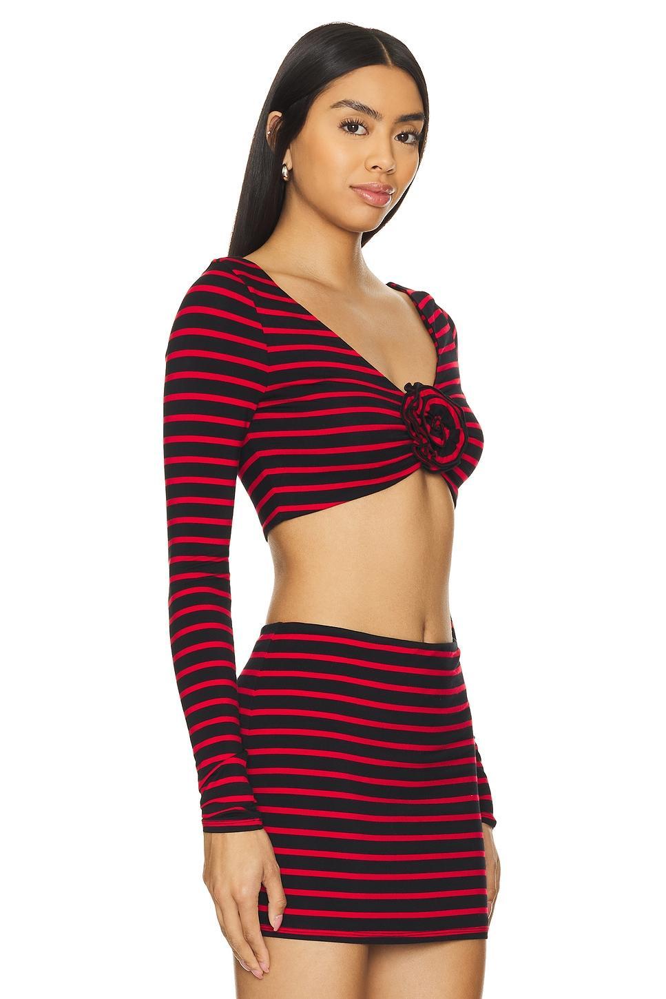 Lovers and Friends Carmen Top in Black & Red Stripe Product Image