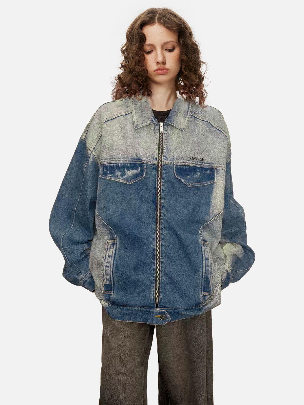 Aelfric Eden Washed Zip Up Denim Jacket Product Image