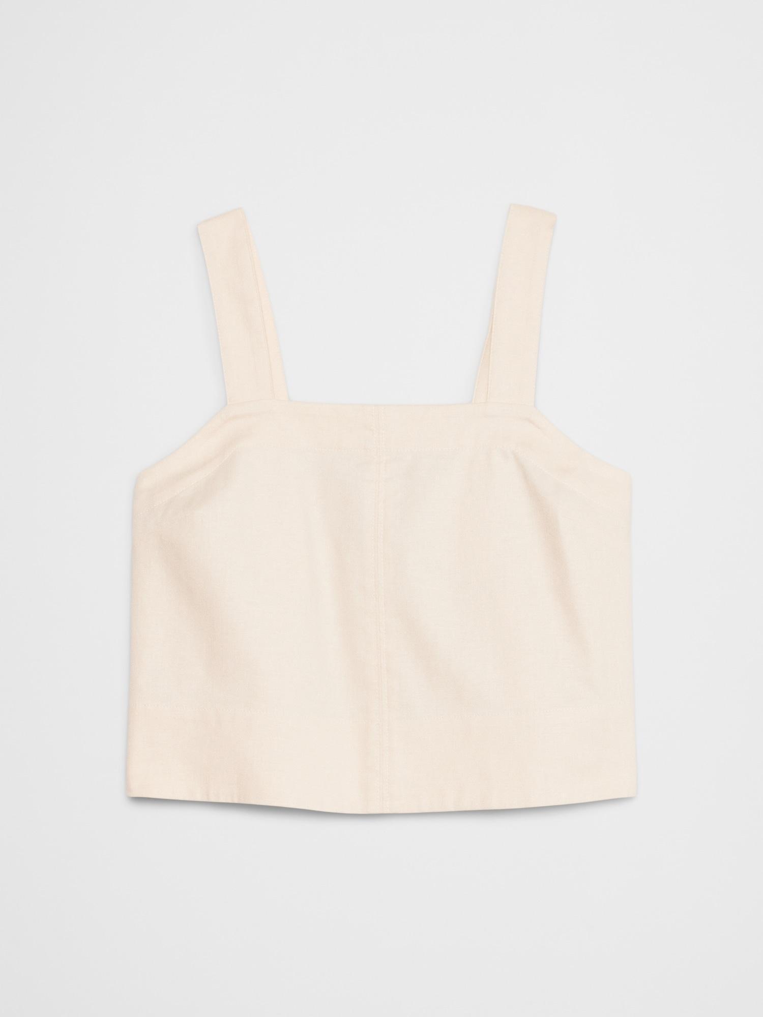 Linen-Blend Boxy Topstitch Tank Product Image