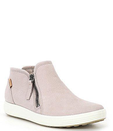 ECCO Womens Soft 7 Leather Low Cut Zip Sneaker Booties Product Image