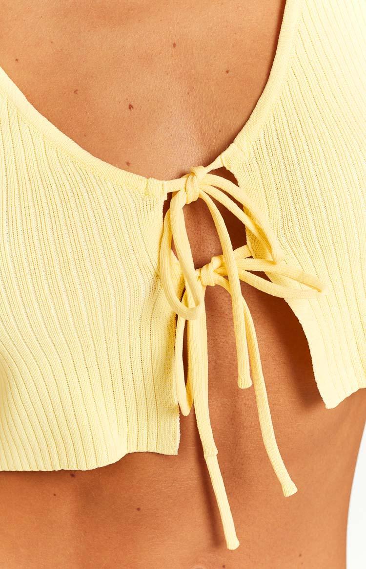 Fleur Yellow Tie Crop Top Product Image