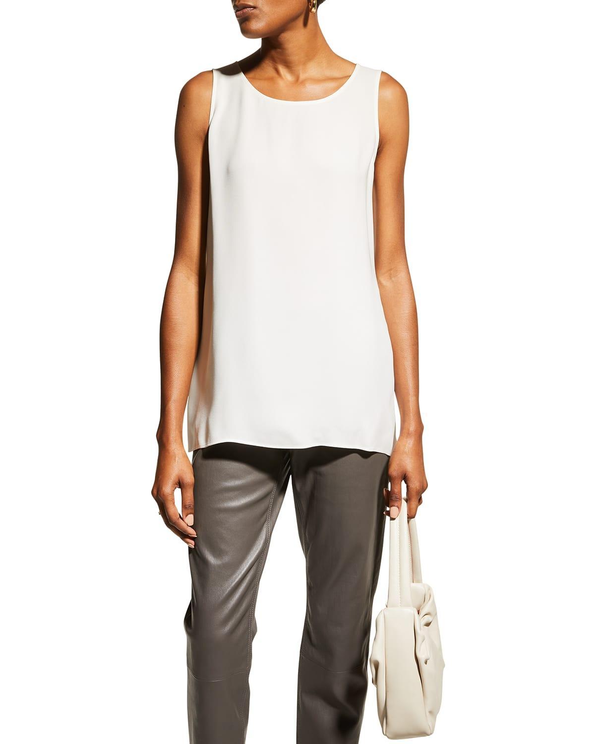 Ruthie Sleeveless High-Low Hem Silk Blouse Product Image