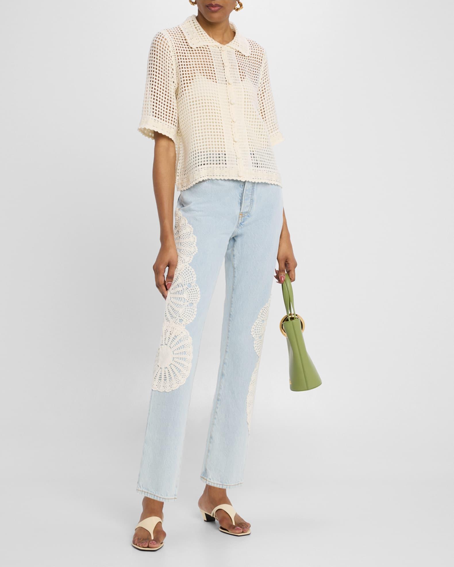 The Crochet Vertical Crop Jeans Product Image