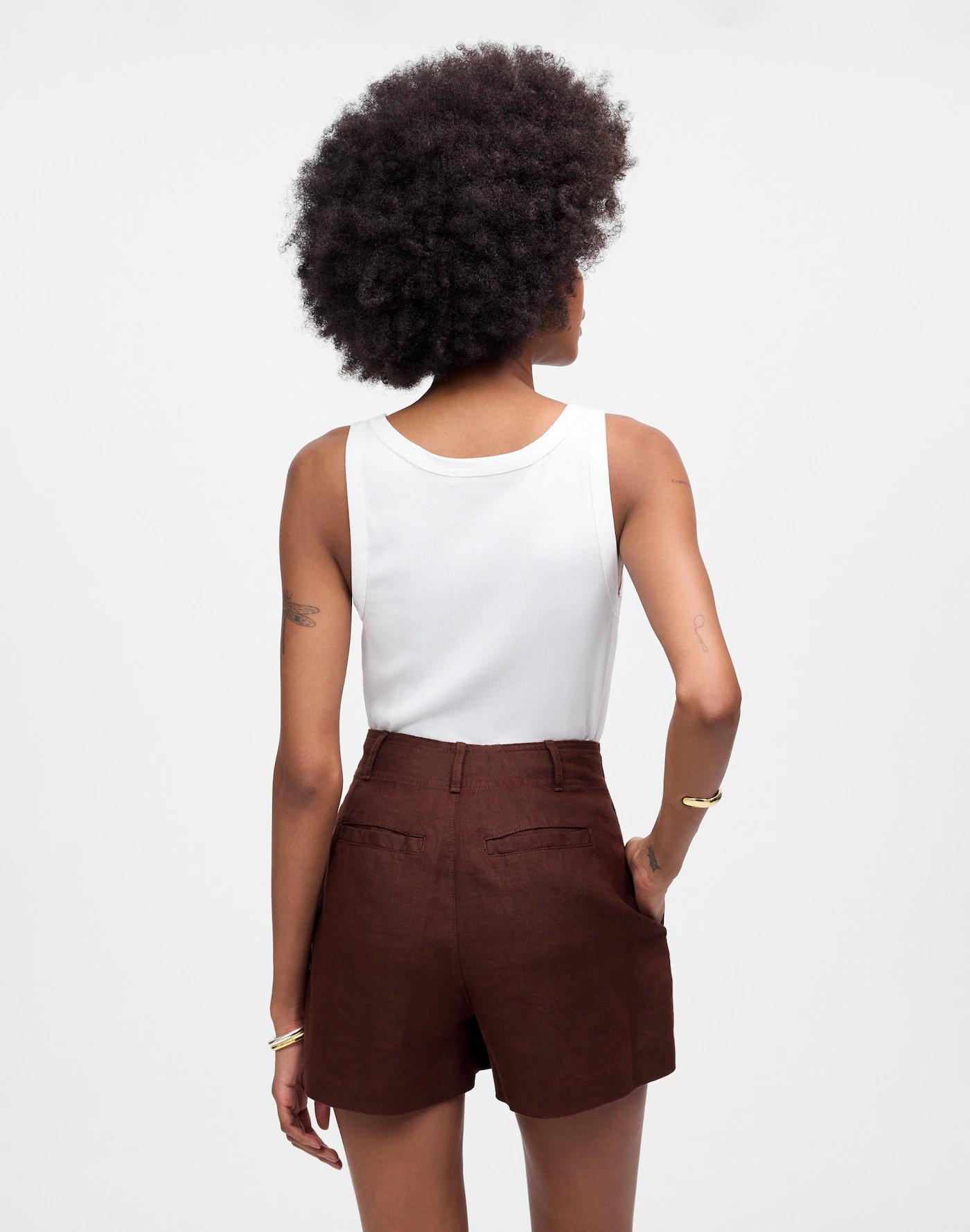 Pintucked Shorts in 100% Linen Product Image