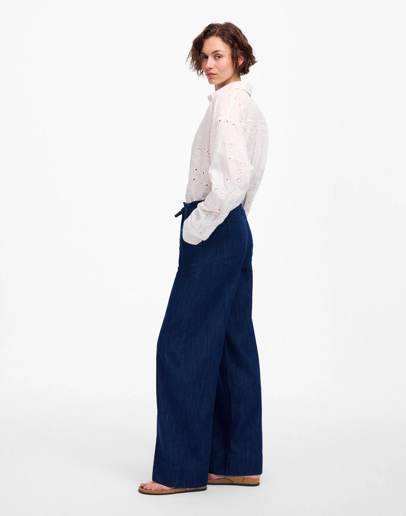 The Denim Pull-On Wide-Leg Pant Product Image