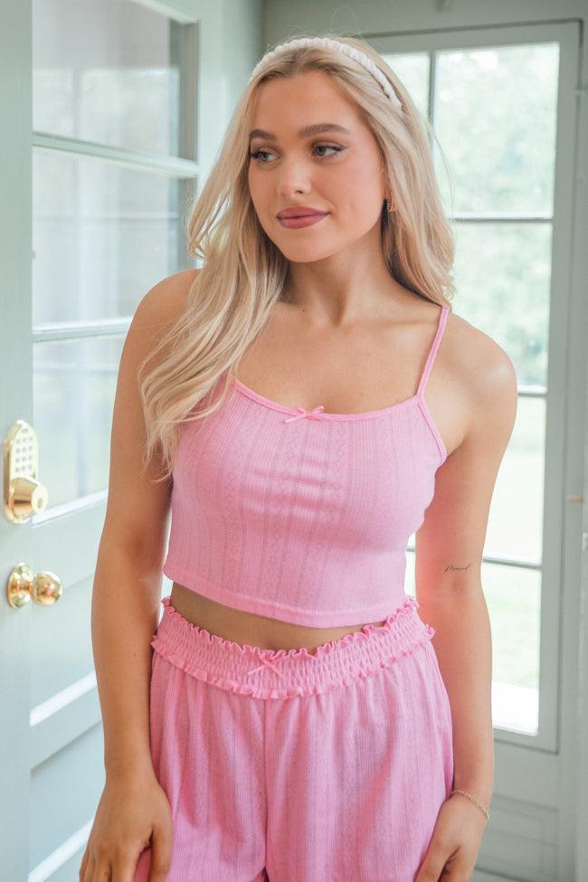 At This Time Pink Pointelle Lounge Cami and Cardigan SALE Product Image