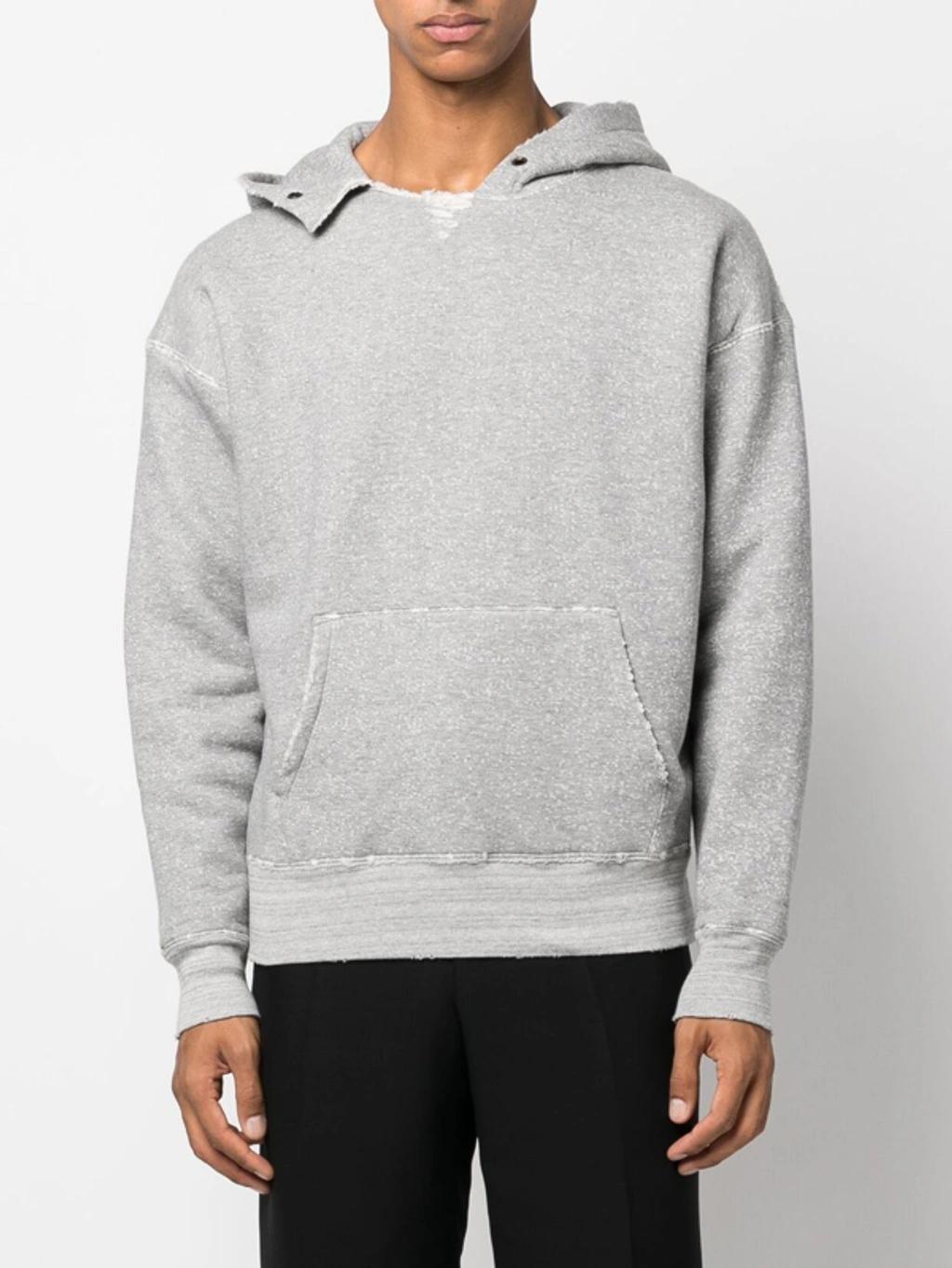 Ysl Universite Distressed Grey Hoodie In Gris Chine,gris Product Image