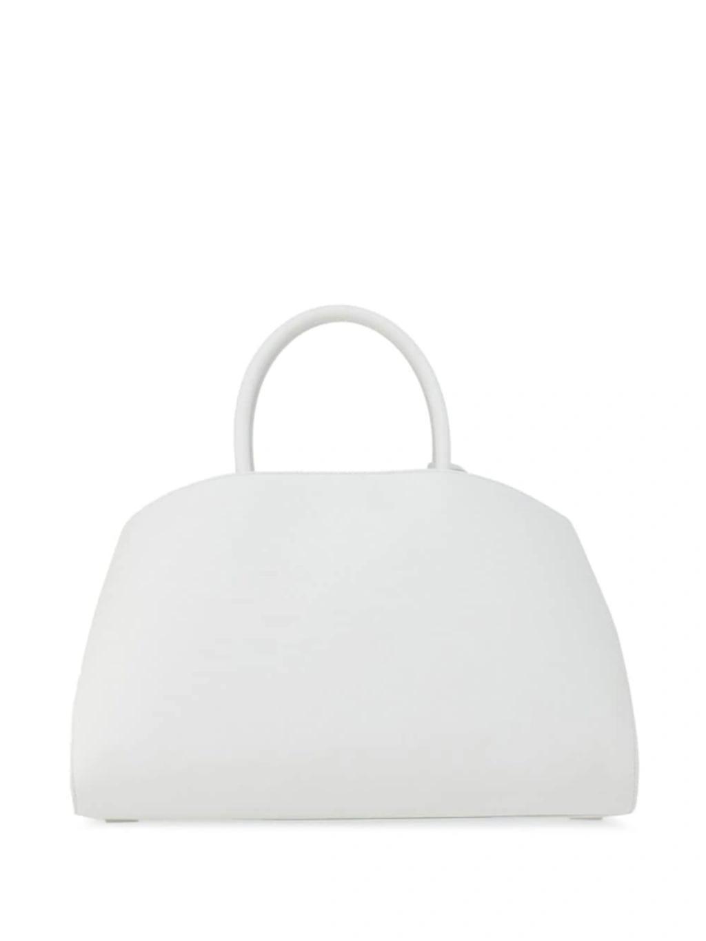 FERRAGAMO Medium Hug Leather Tote Bag In White Product Image