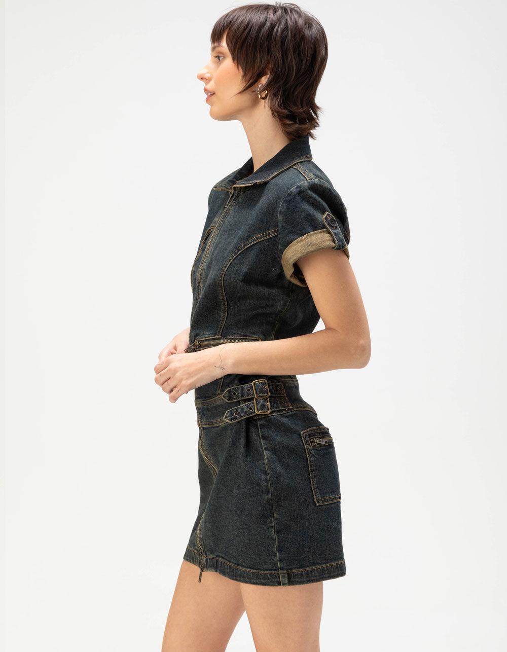 GUESS ORIGINALS Utility Womens Denim Mini Zip Dress Product Image