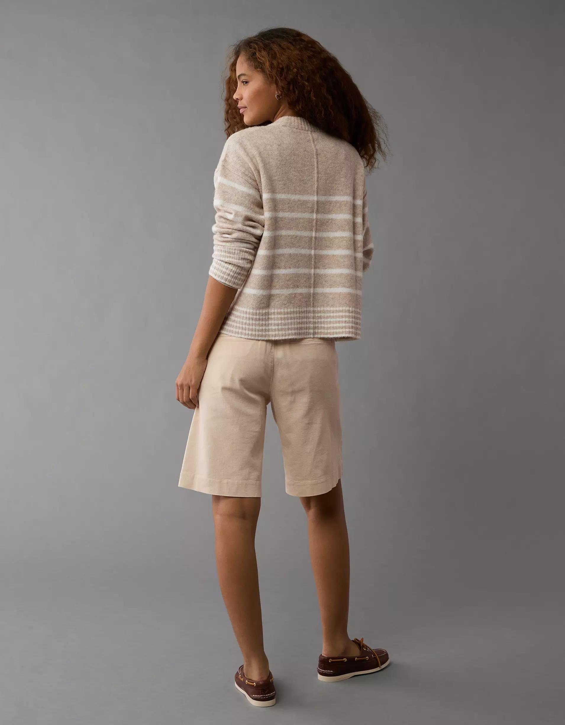 AE Whoa So Soft Striped Crew Neck Sweater Product Image