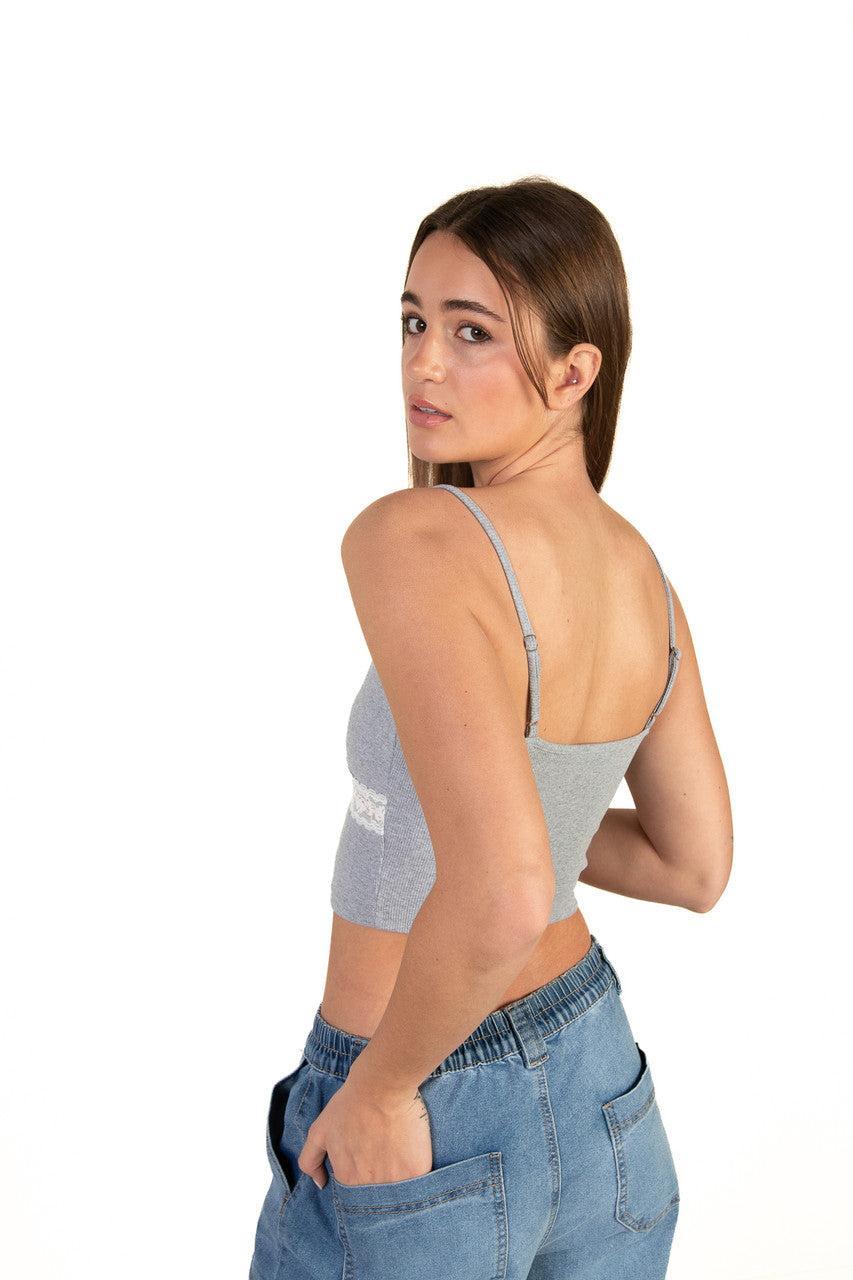 Grey Lace Trim Cami Product Image
