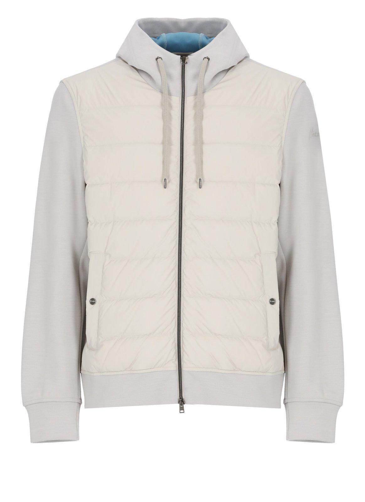 HERNO Zip-up Hooded Down Jacket In Ghiaccio/azzurro Product Image