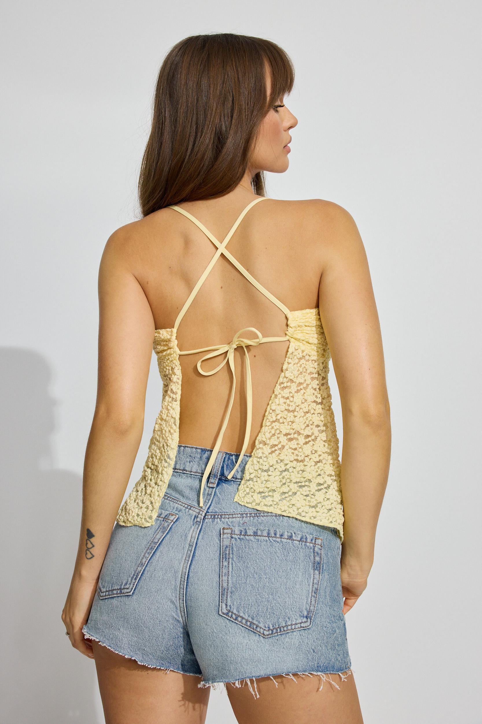 Apron Back Lace Halter Top Product Image