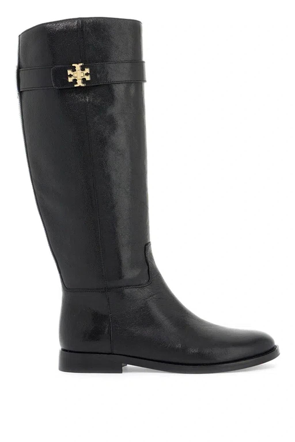 TORY BURCH Lock Ridin Black Leather Boots Product Image