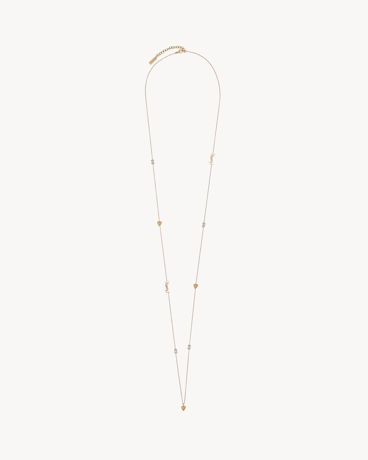 CASSANDRE, heart and rhinestone long necklace in metal | Saint Laurent | YSL.com Product Image