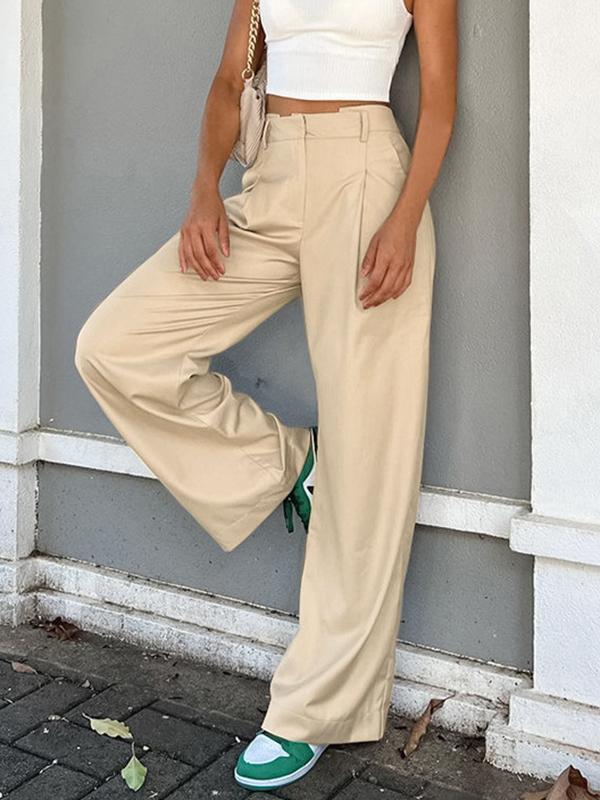Solid High Rise Tailored Pants Product Image