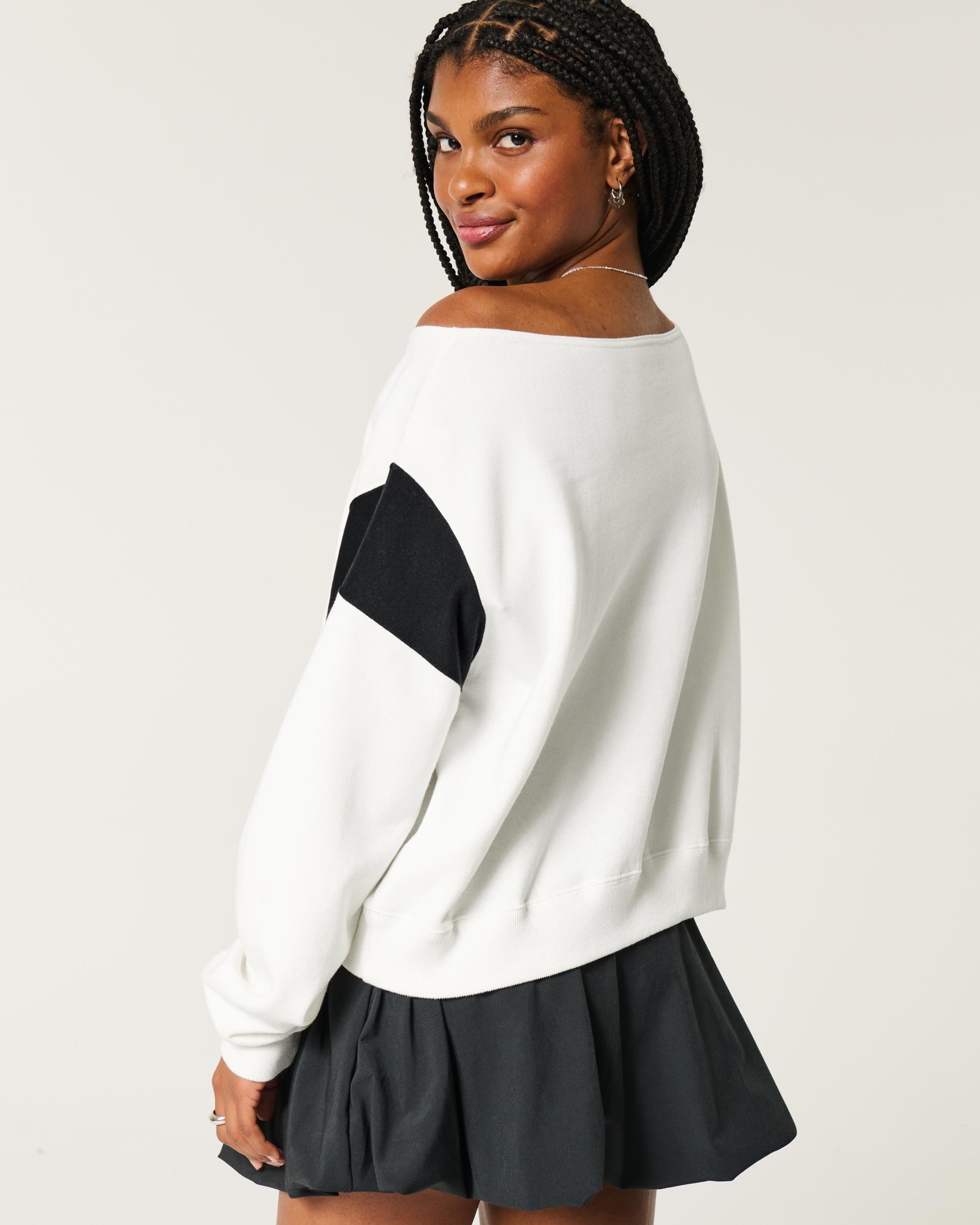 Easy Off-the-Shoulder Miami Graphic Sweatshirt Product Image