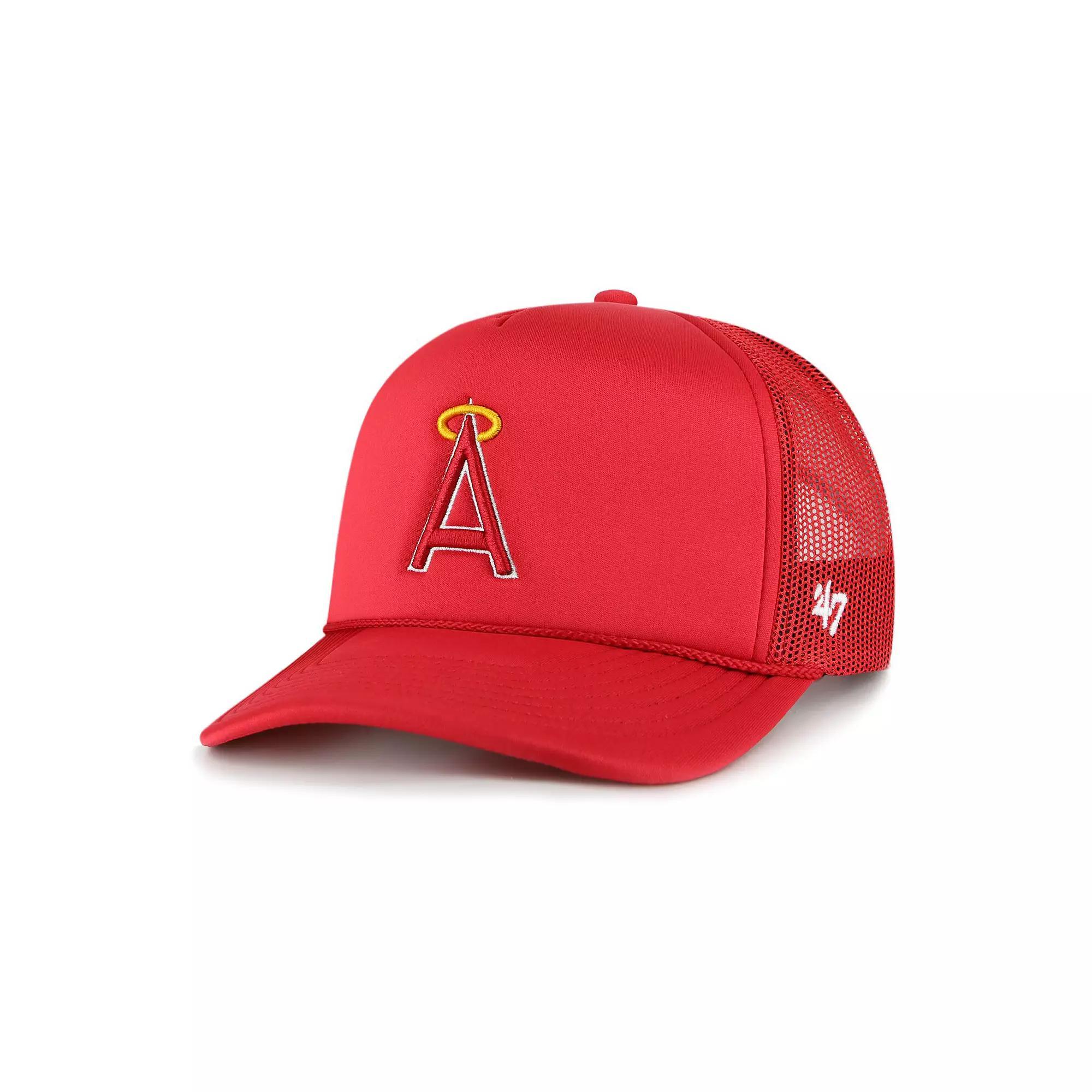 Men's '47 Red Los Angeles Angels Foam Logo Trucker Adjustable Hat Product Image