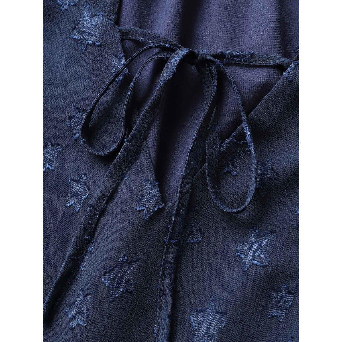 Plus Size Burgundy Star Mesh Gathered Ruffle Sleeve Blouse Women Timeless Cap Sleeve V-neck Elegant Blouses BloomChic 22-24/3X Product Image