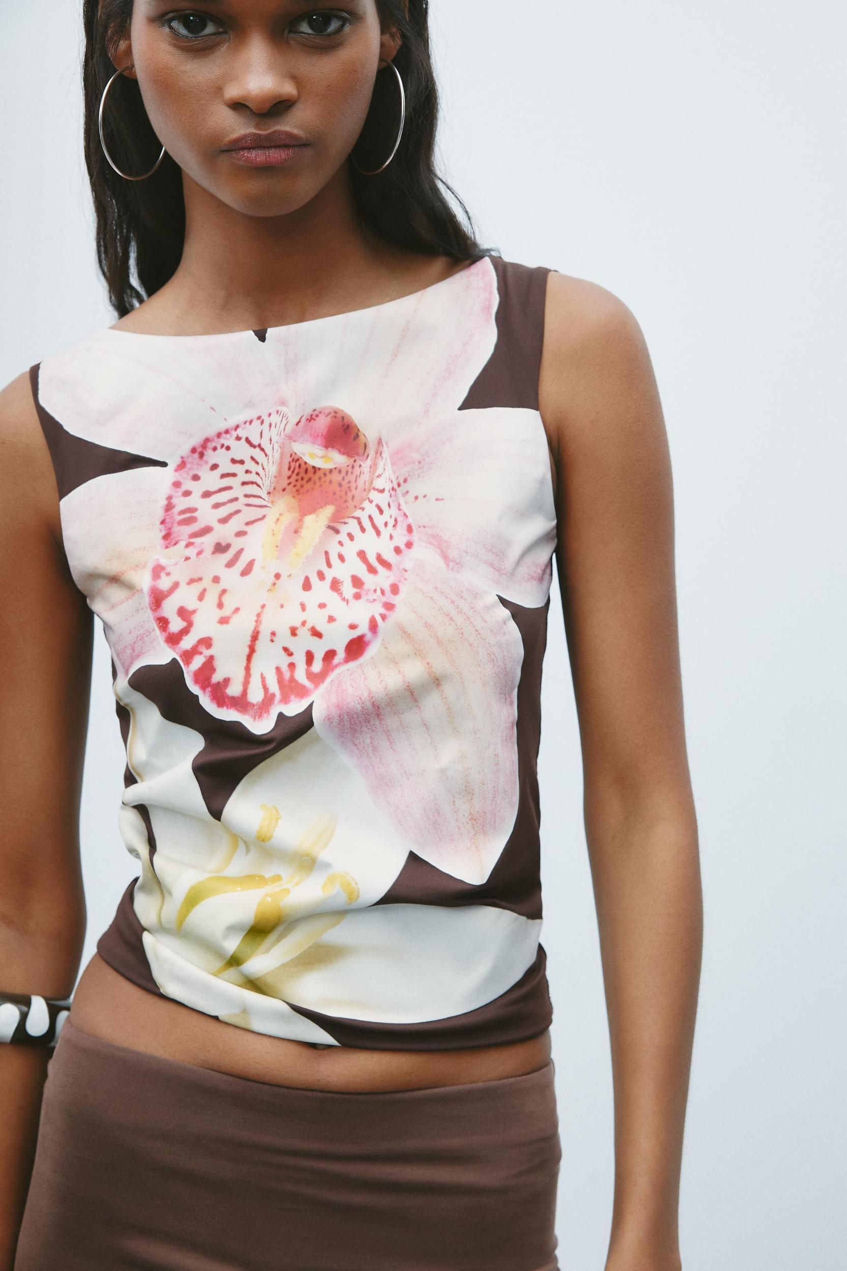 FLORAL POLYAMIDE TOP Product Image