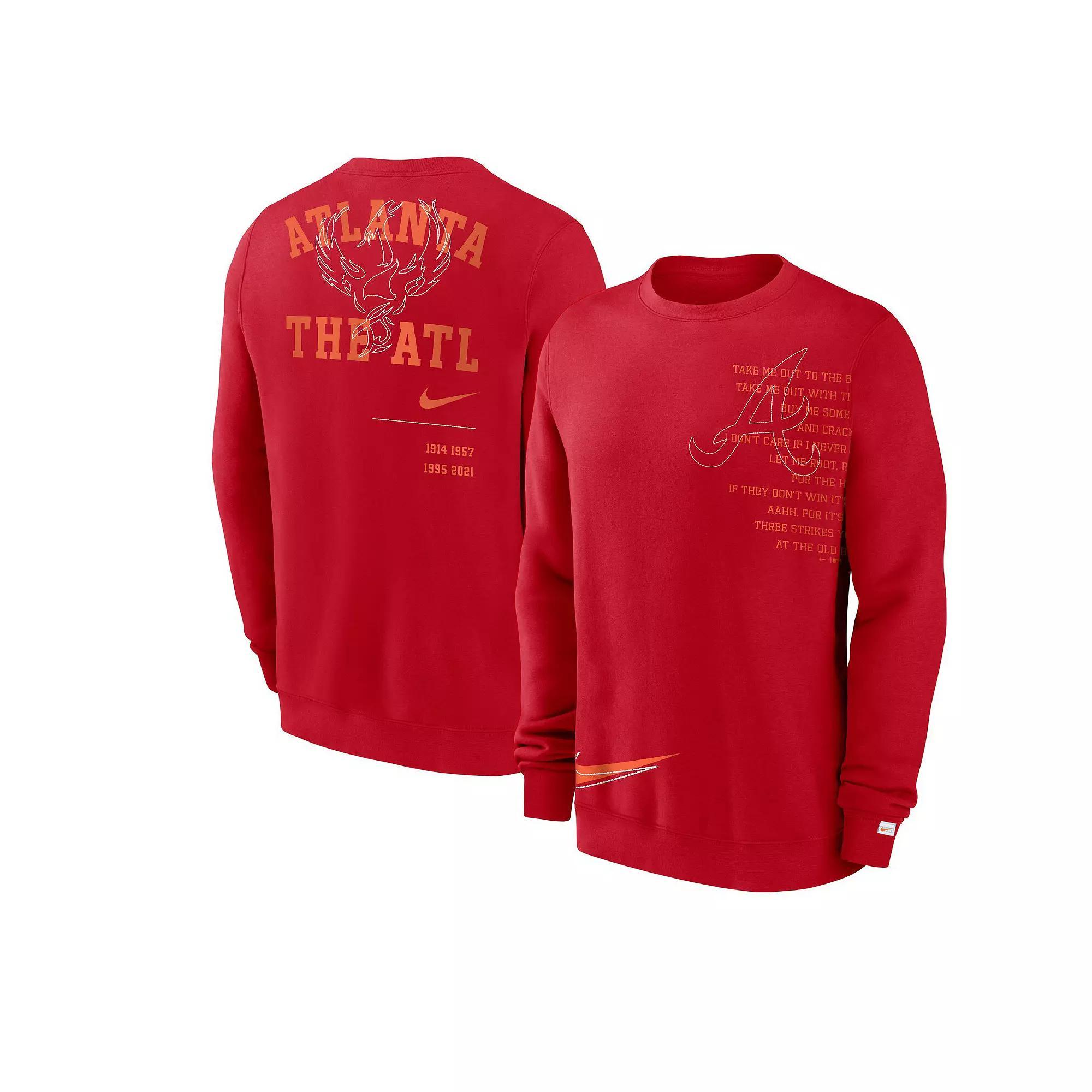 Men's Nike Red Atlanta Braves Statement Ball Game Fleece Pullover Sweatshirt,  Product Image