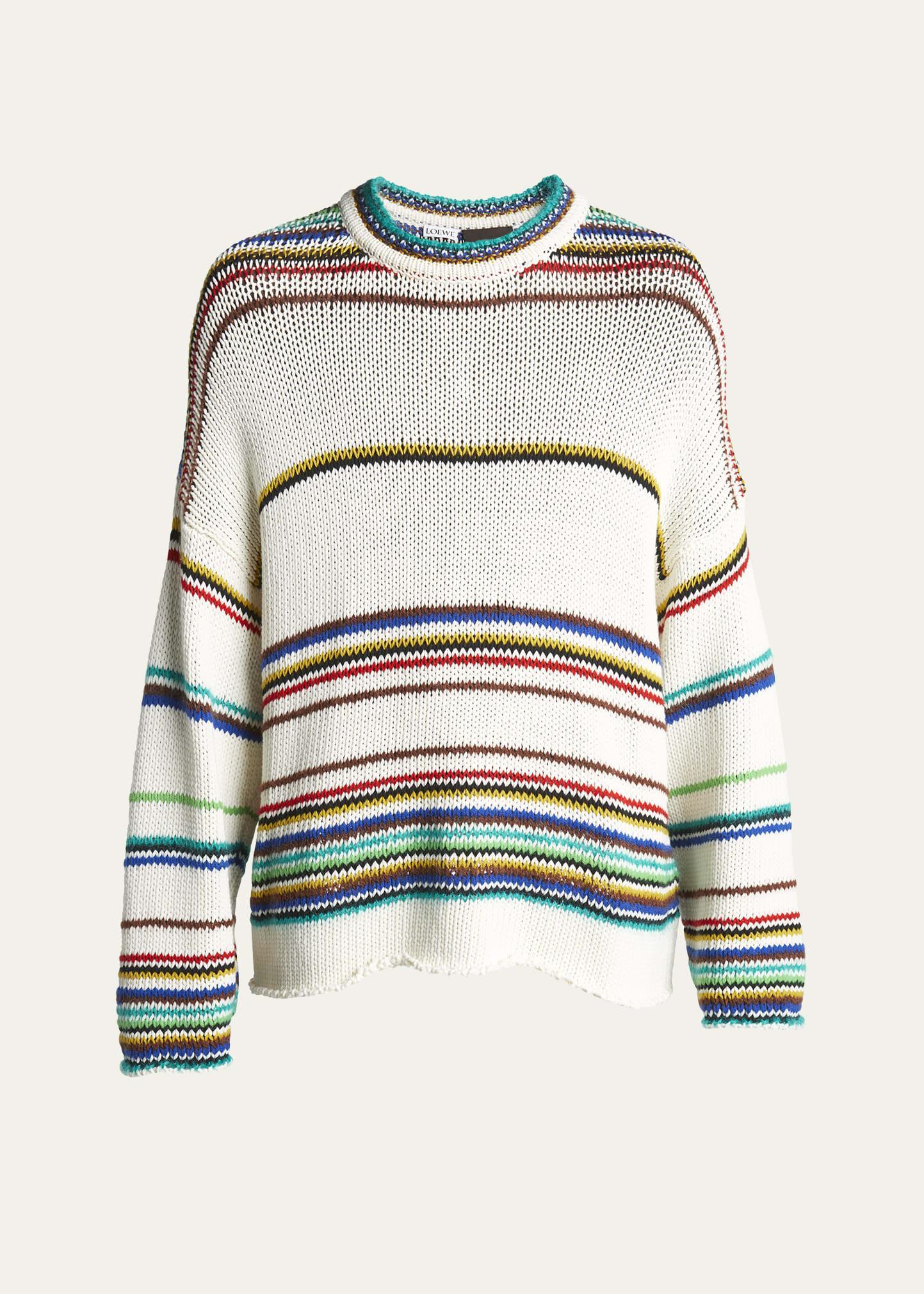 Mens Loose-Knit Multi-Striped Sweater Product Image