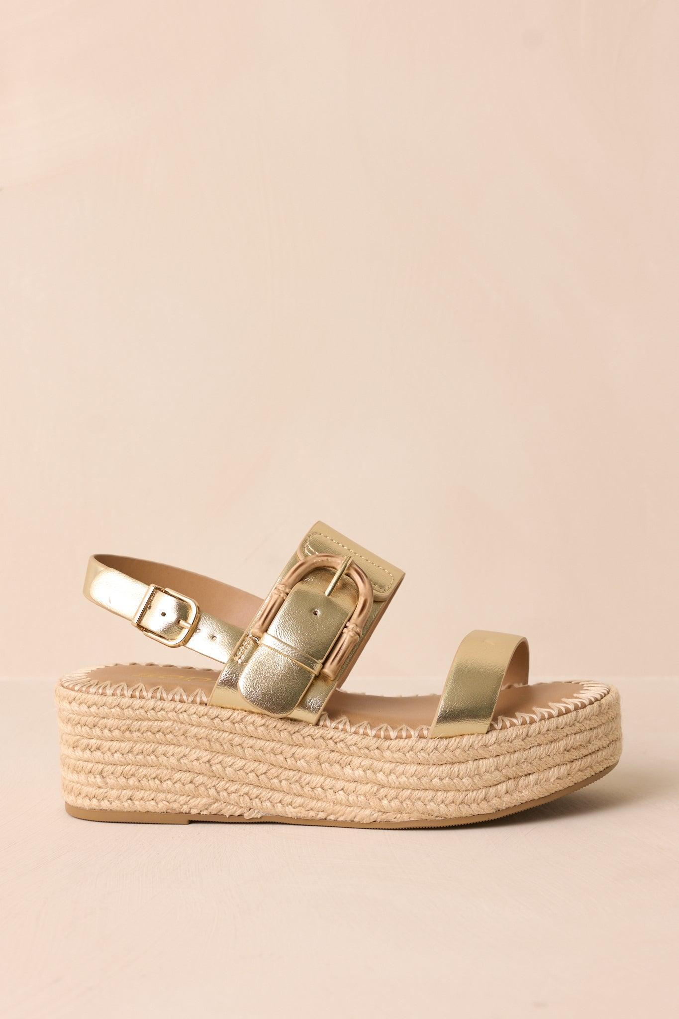 Warm Breeze Gold Espadrille Platform Sandals Product Image
