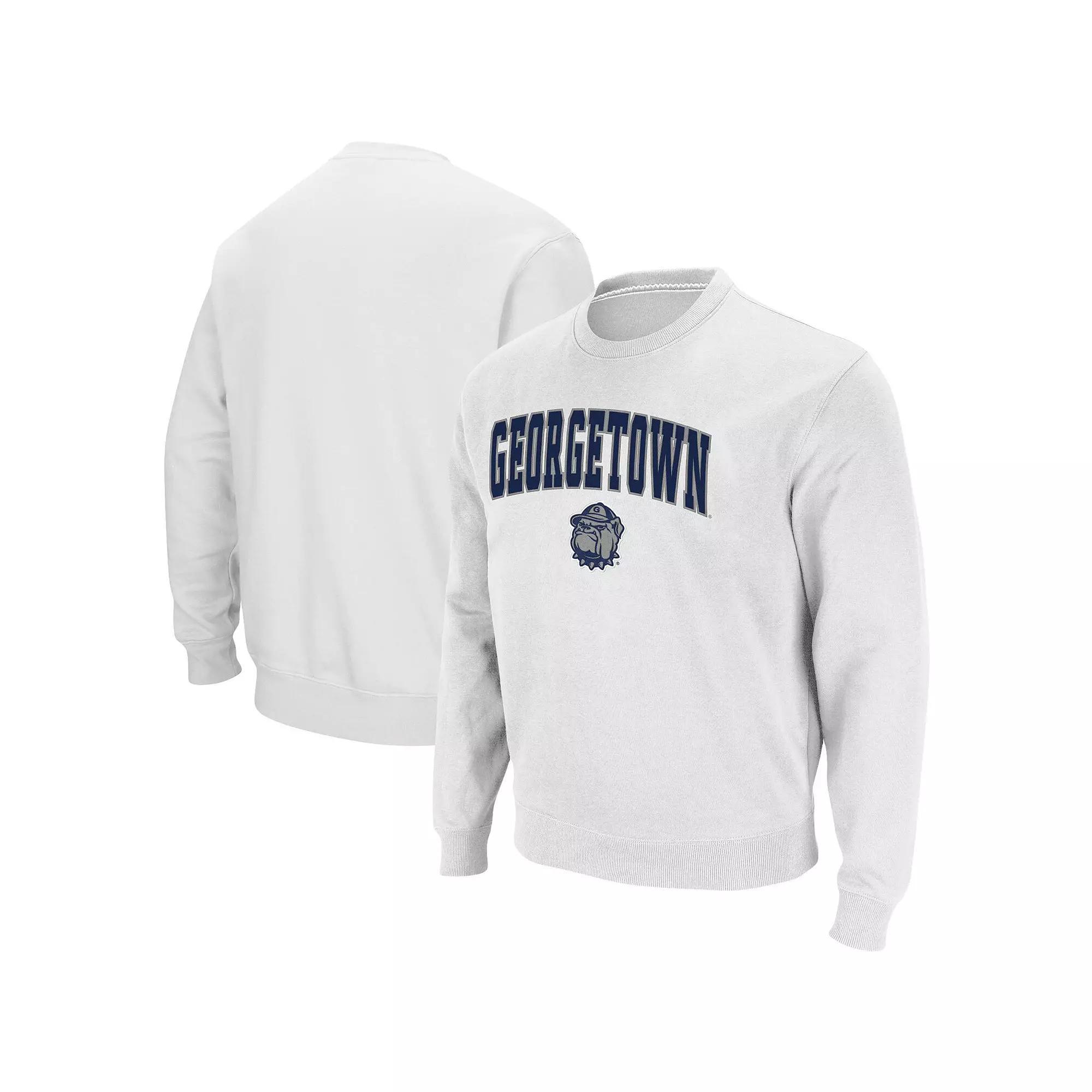 Men's Colosseum White Georgetown Hoyas Arch & Logo Tackle Twill Pullover Sweatshirt,  Product Image