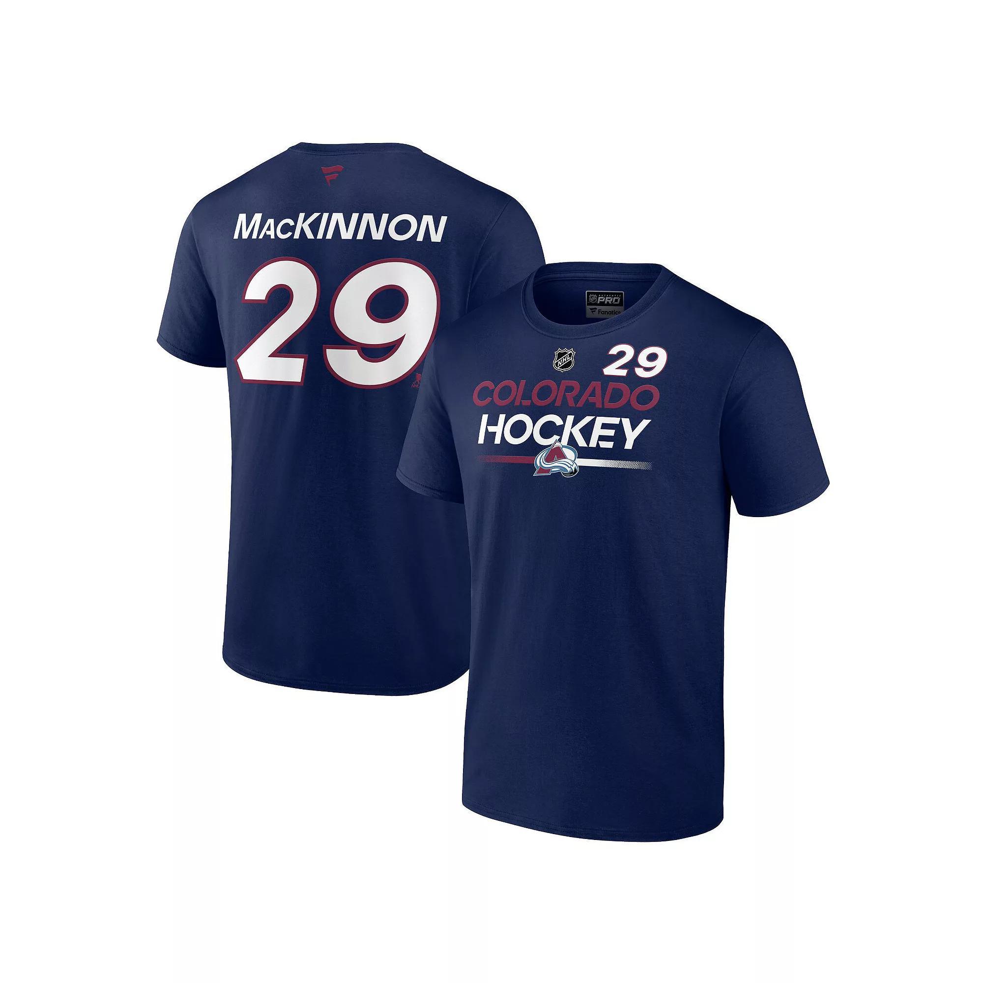 Men's Fanatics Branded Nathan MacKinnon Navy Colorado Avalanche Authentic Pro Prime Name & Number T-Shirt, Size: 4XL, Blue Product Image