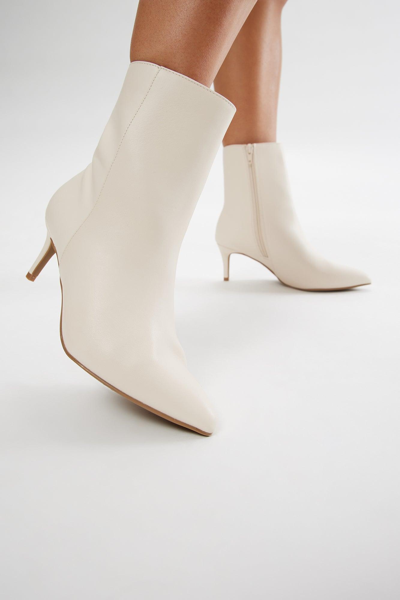 Bryson Heeled Booties - Beige Product Image