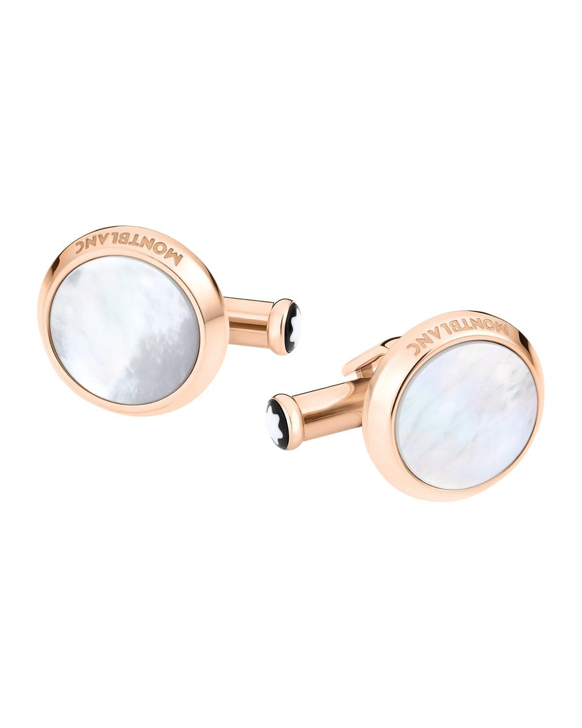 Mother-of-Pearl Round Rose Golden Cuff Links Product Image