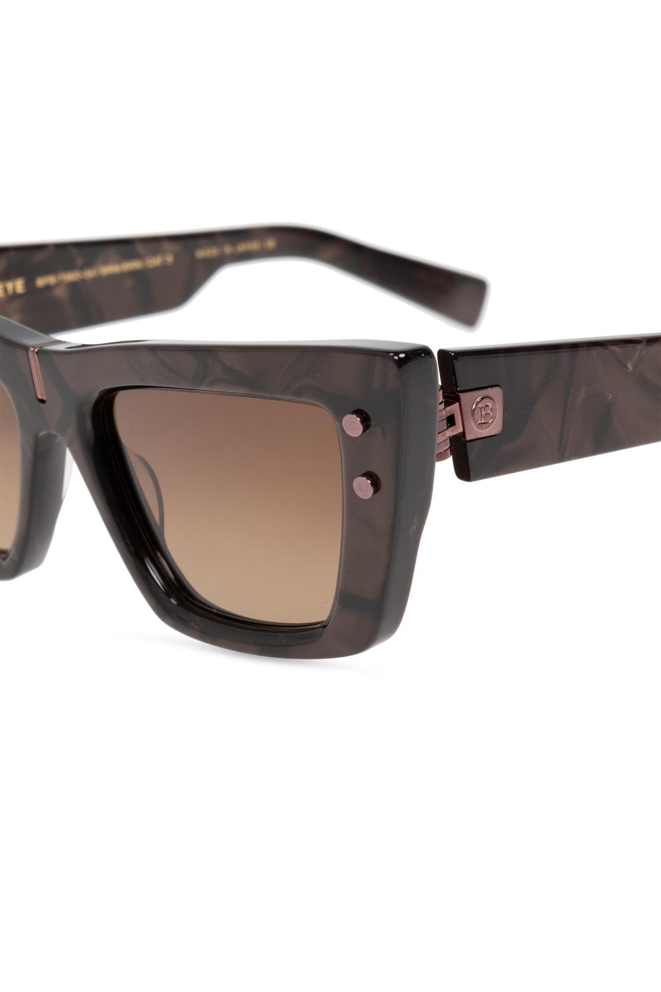 BALMAIN Logo Sunglasses In Brown Product Image