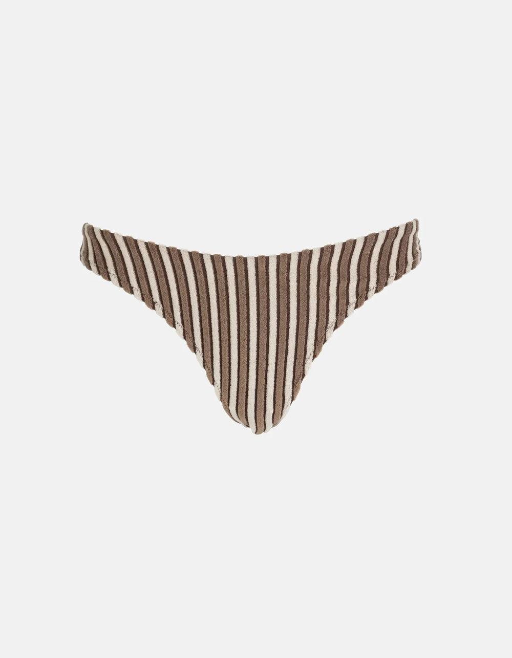 RHYTHM Terry Sands Stripe High Leg Bikini Bottoms Product Image