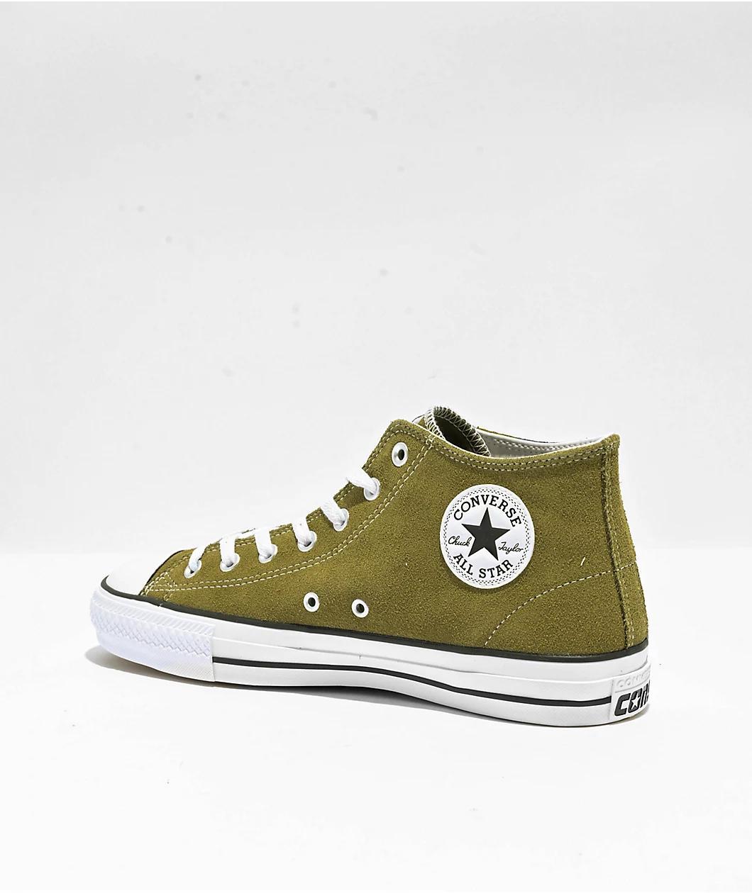 Converse Chuck Taylor All Star Pro Green Mid Suede Skate Shoes Product Image