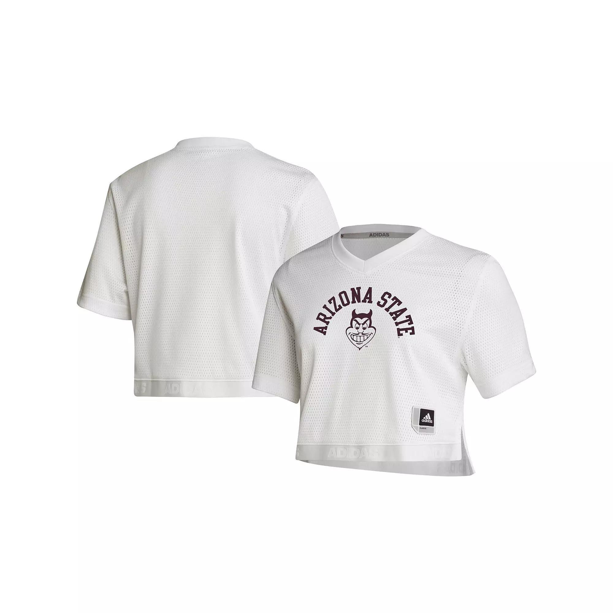 Women's adidas White Arizona State Sun Devils Primegreen V-Neck Cropped Jersey,  Product Image
