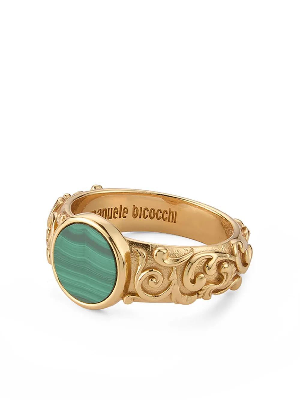 EMANUELE BICOCCHI Arabesque Malachite Ring In Gold Product Image