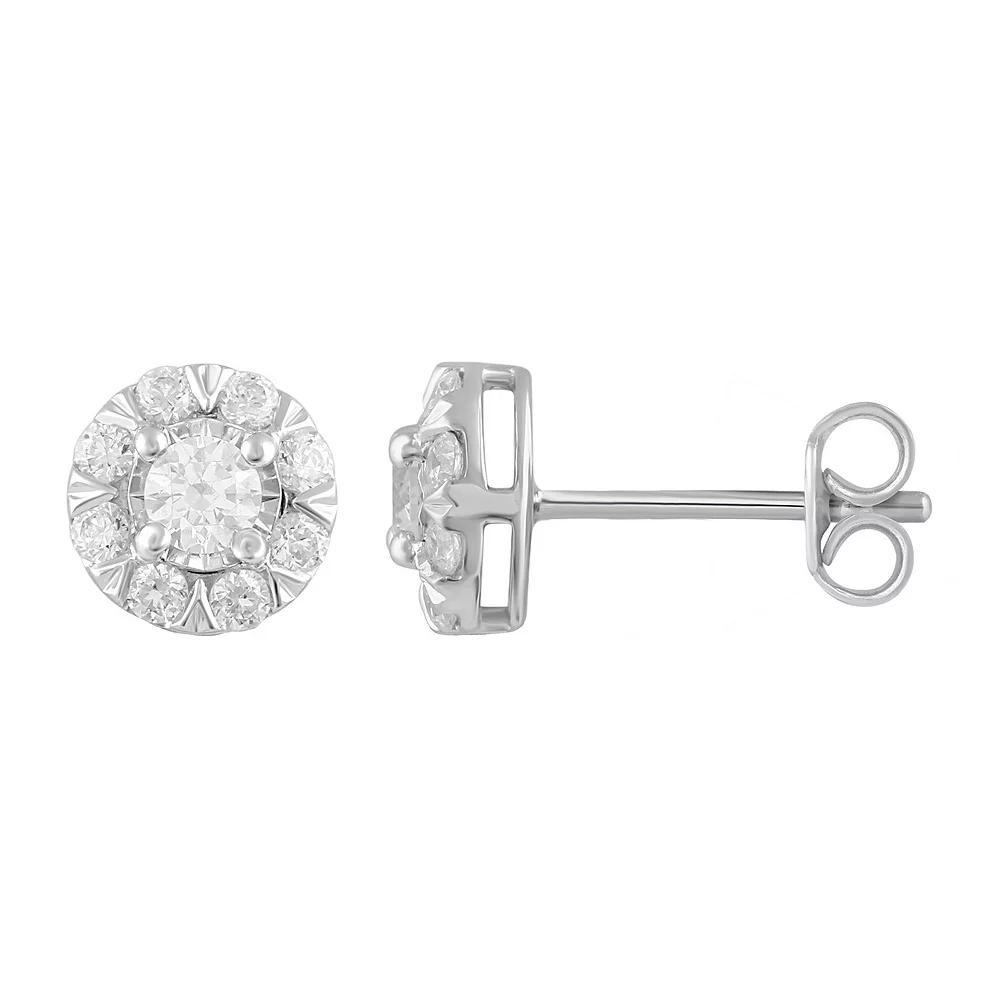 Royal Aura Sterling Silver 1/2 Carat T.W. Diamond Cluster Stud Earrings, Women's Product Image