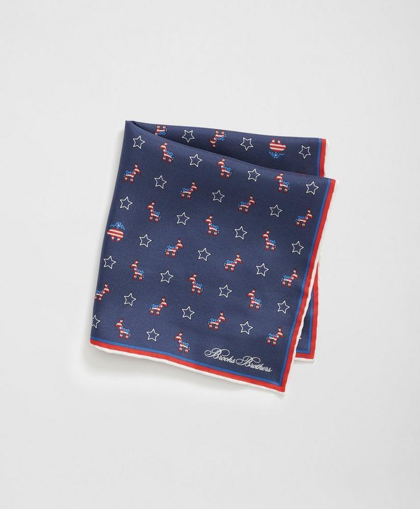 Donkey Motif Silk Pocket Square Product Image