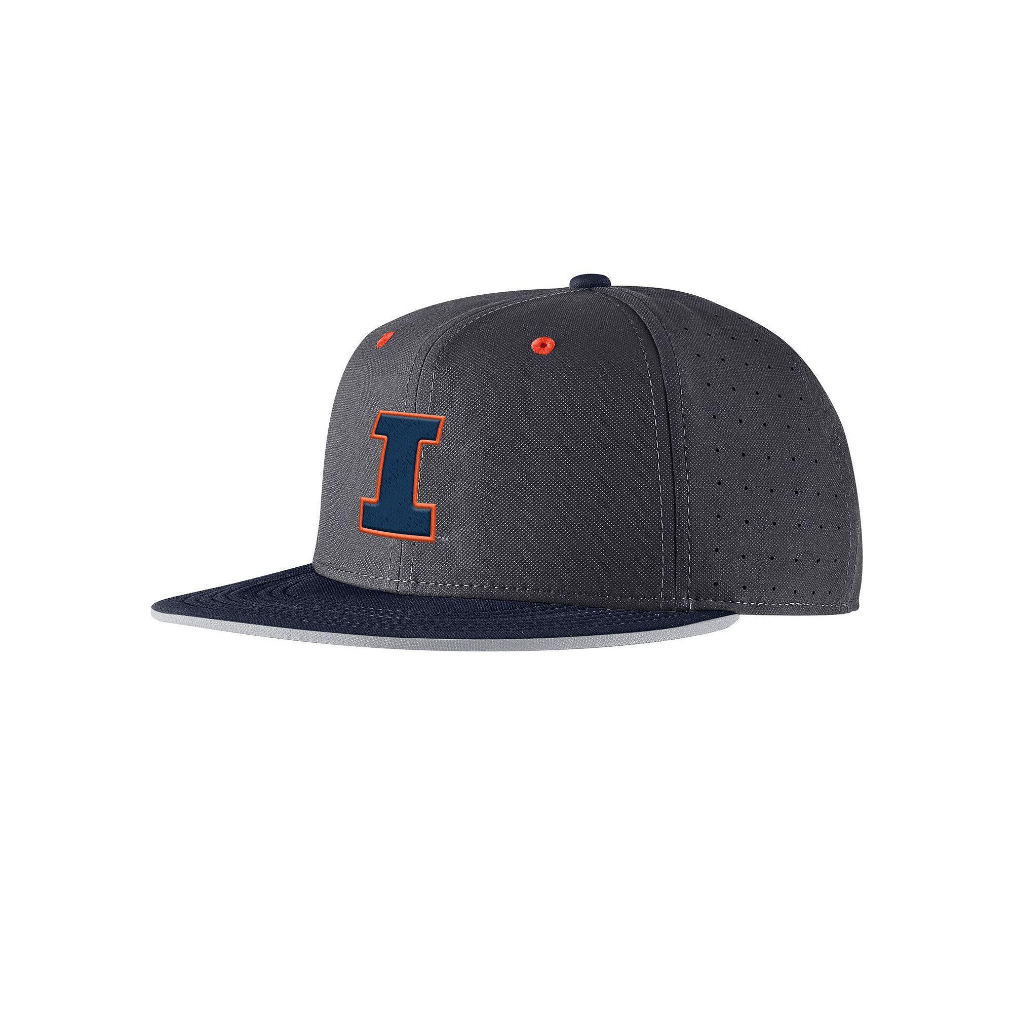 Men's Nike Anthracite Illinois Fighting Illini On-Field True Performance Baseball Fitted Hat, Size: 7 1/8, Grey Product Image