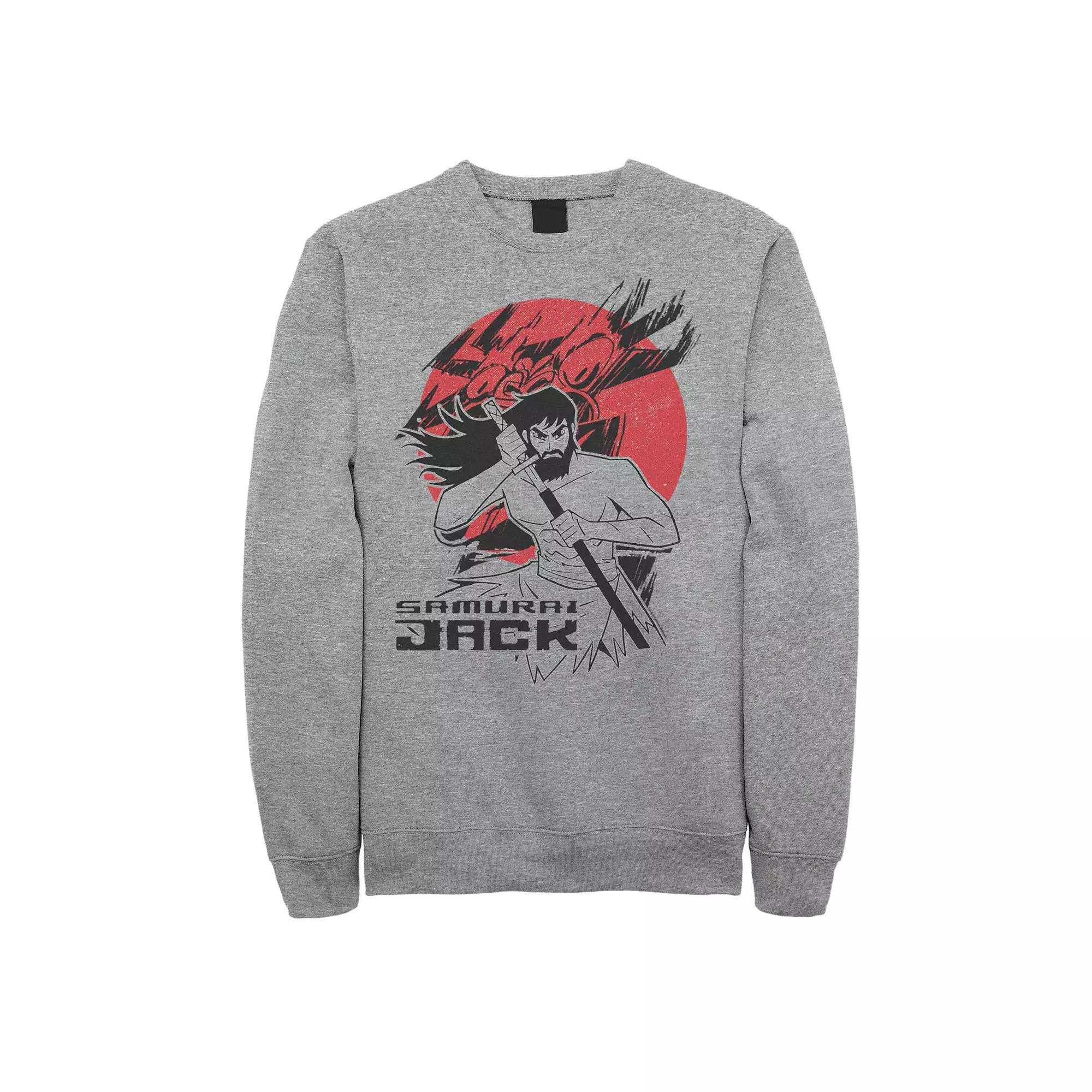 Men's Cartoon Network Samurai Jack Fleece Crewneck Sweatshirt, Size: Small, Athletic Grey Product Image