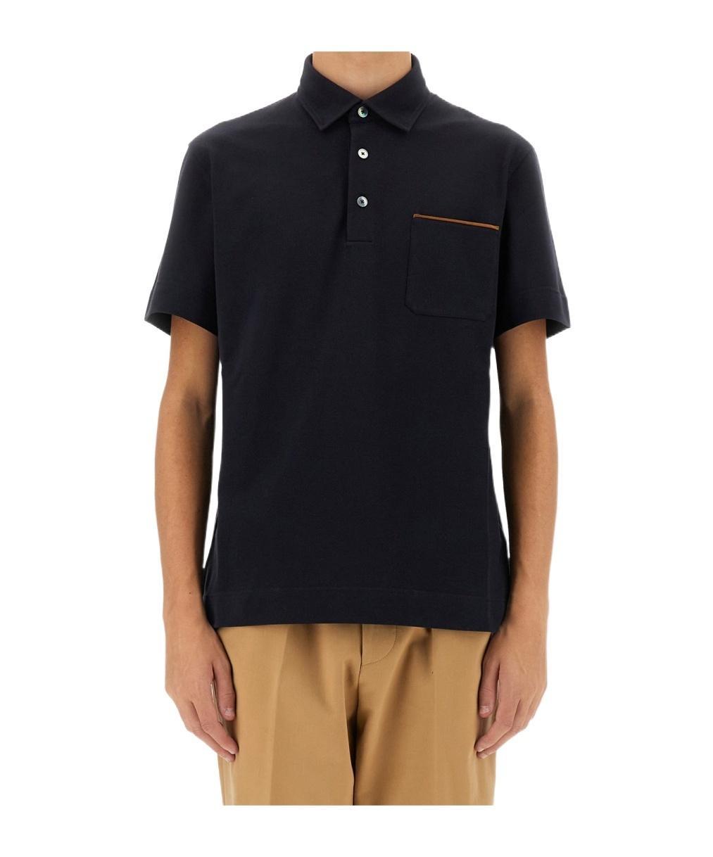 ZEGNA Short-sleeved Polo Shirt In Blue Product Image